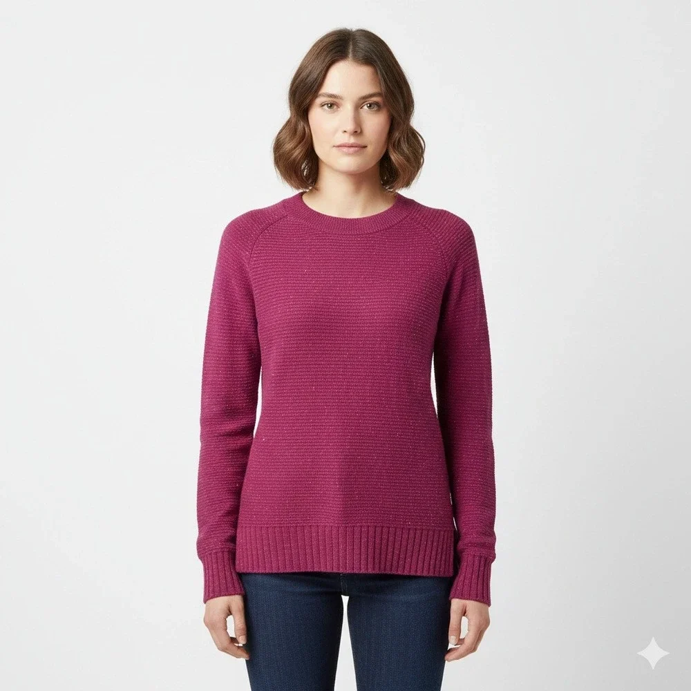 Old Navy Berry Pink Speckled Knit‎ Crew Neck Sweater Size Small
